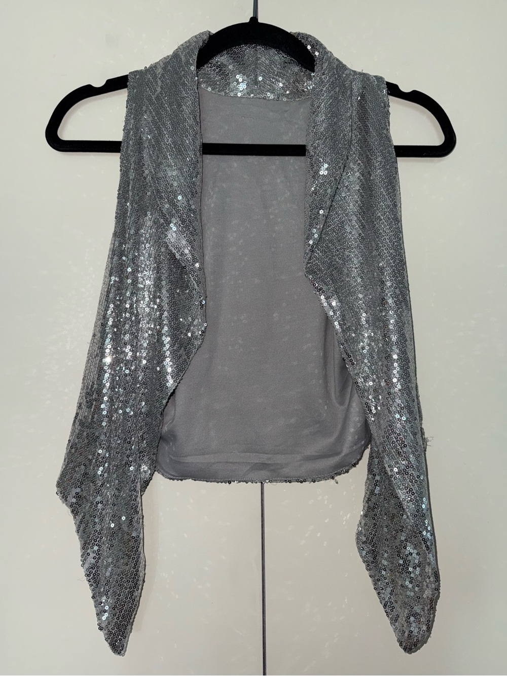 Silver Sequin Draped Women's Vest